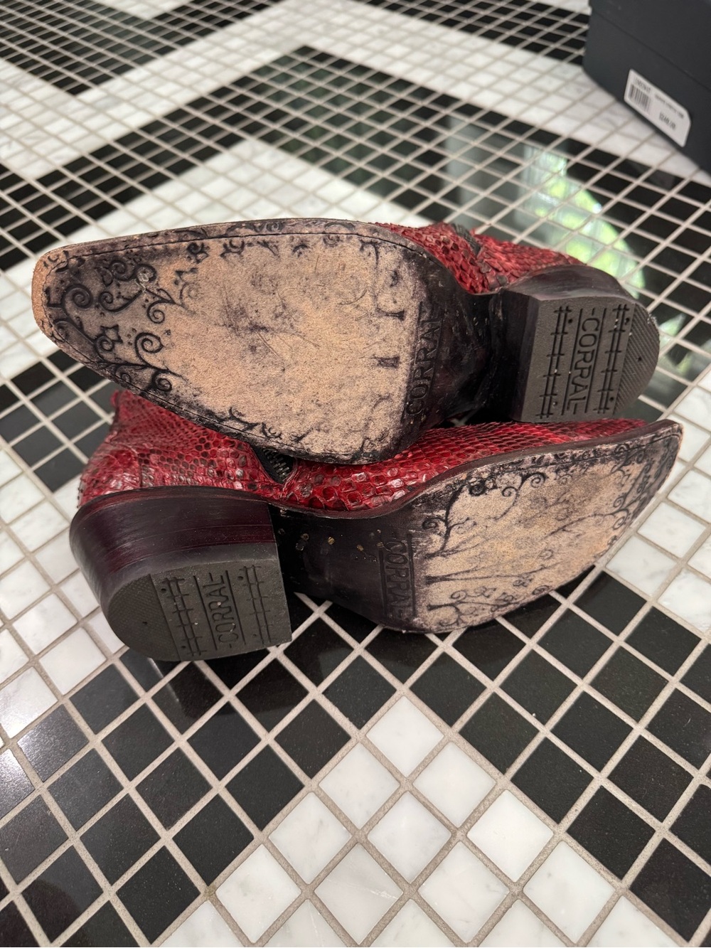 Corral Red Python Snip Toe Ankle Booties - Picture 5 of 6